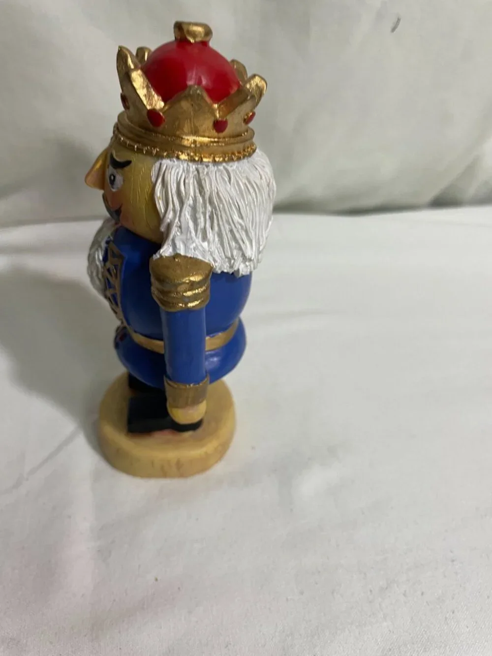 Vintage King Nutcracker Figure Blue Uniform Gold Crown 5
